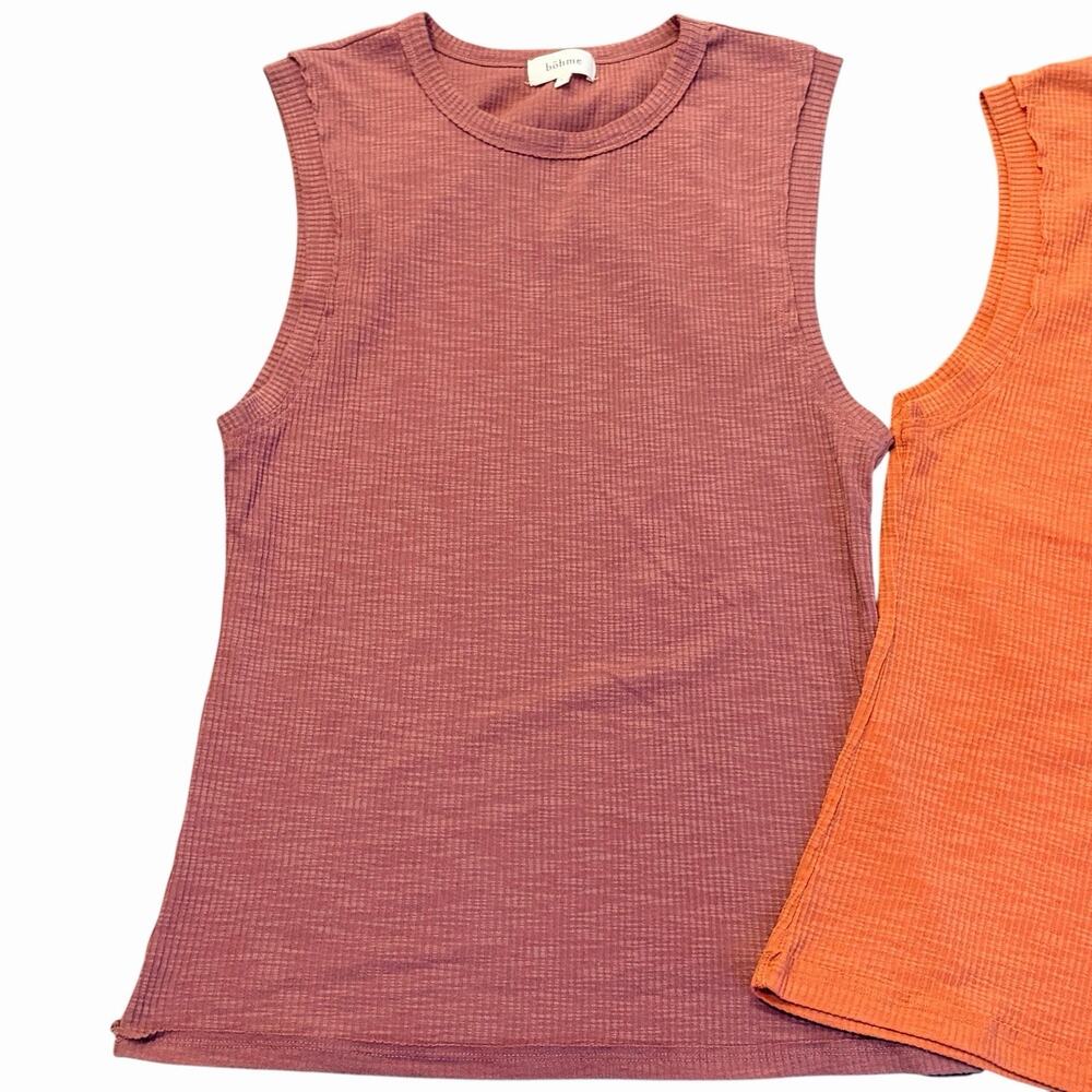 Bohme Ribbed Tank Tops Size Large. Orange and Wine Colored Lot of 2 - Picture 2 of 7